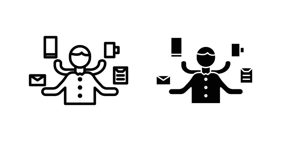 Multitask icon set modern line and solid style collection. Stockillustratie