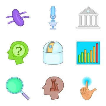 Multitask icons set, cartoon style 库存插图