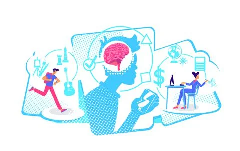 Multitaskers flat concept vector illustration Illustrazione stock