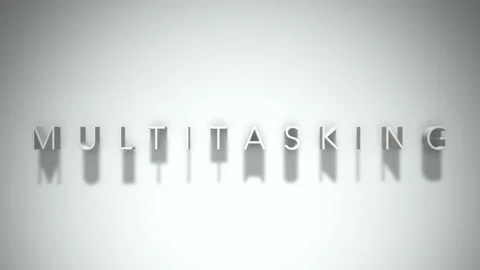 Multitasking 3D title animation white text on a white background Stock Footage 299376753