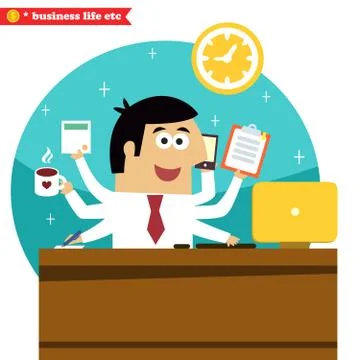Multitasking and multipurpose businessman Stock Illustration