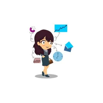 Multitasking and time management concept Illustrazione stock