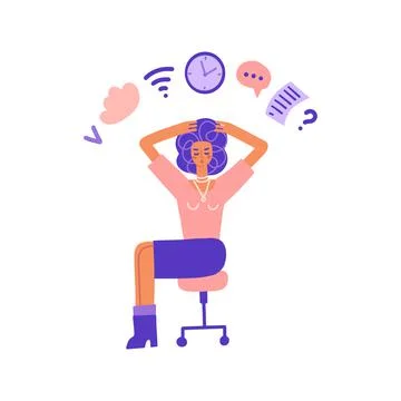 Multitasking and time management concept. Business woman doing multiple tasks at Stockillustratie