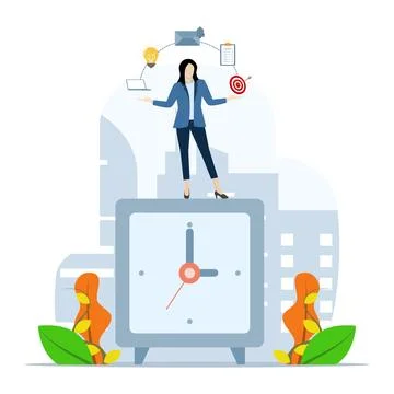 Multitasking and time management concept 库存插图
