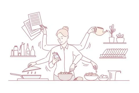 Multitasking and time management concept イラスト素材