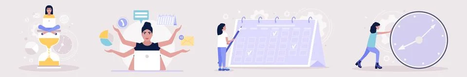 Multitasking and time management concept Stock-Illustration
