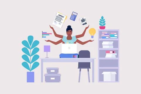Multitasking and time management concept Stock-Illustration