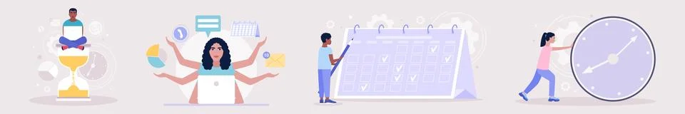 Multitasking and time management Stock-Illustration