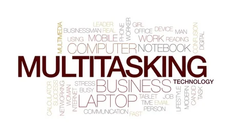 Multitasking animated word cloud, text design animation. Kinetic typography. Stock Footage 78767005