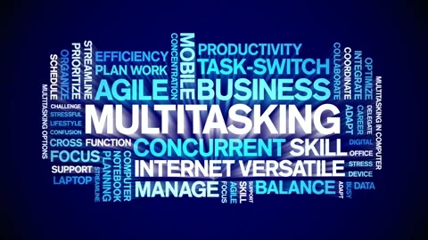 Multitasking animated word cloud,animation tag kinetic typography seamless loop Stock Footage 294388515