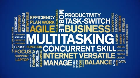 Multitasking animated word cloud,animation tag kinetic typography seamless loop Stock Footage 294389426