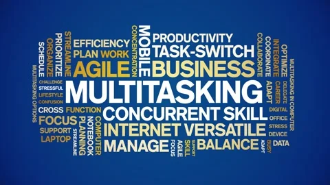 Multitasking animated word cloud,animation tag kinetic typography seamless loop Stock Footage 294389824