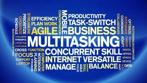 Multitasking animated word cloud,animation tag kinetic typography seamless loop Stock Footage 294390755