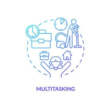 Multitasking blue gradient concept icon Stockillustratie