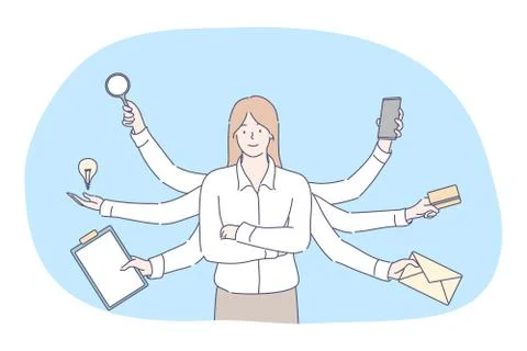 Multitasking, business efficiency, management concept Stock Illustration