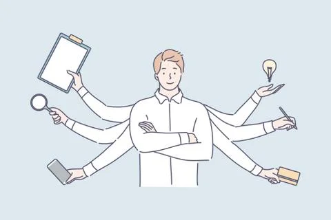 Multitasking, business efficiency, overload, professional competence concept. イラスト素材