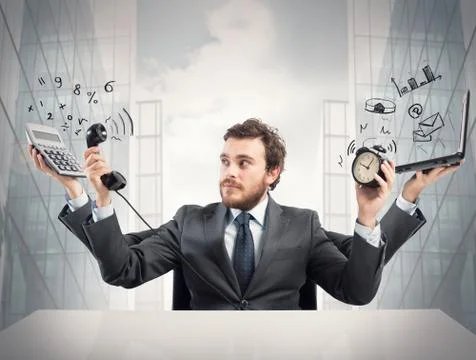 Multitasking businessman Stock Photos