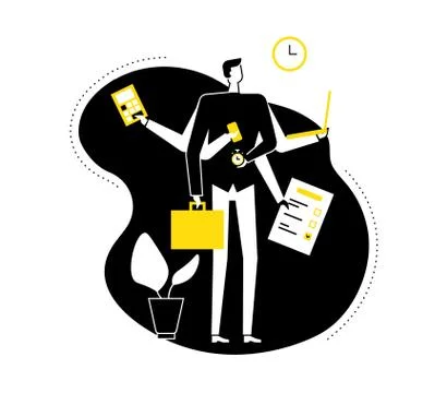 Multitasking concept - modern flat design style illustration Stock Illustration