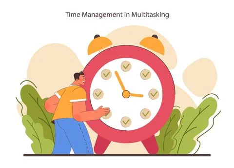 Multitasking. Effective and competent office worker time Illustrazione stock