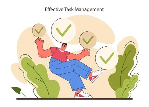 Multitasking. Effective and competent office worker time Illustrazione stock
