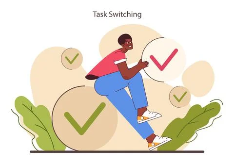 Multitasking. Effective and competent office worker time 스톡 일러스트