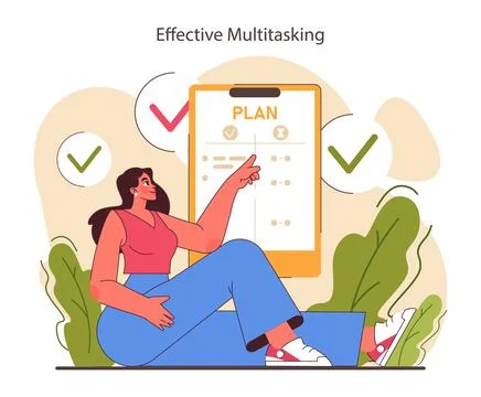 Multitasking. Effective and competent office worker time Illustrazione stock