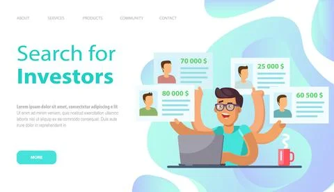Multitasking employee looking for sponsors of project or startup. Man choosing イラスト素材