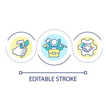 Multitasking employee skills loop concept icon 스톡 일러스트