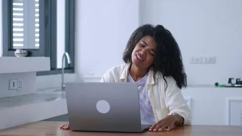 Multitasking, hardworking young woman feeling upset and depressed while failing Stock Footage 208107872
