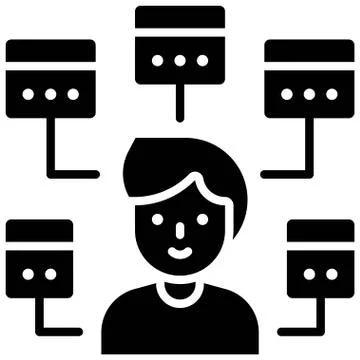 Multitasking icon, man with five window task Stockillustratie