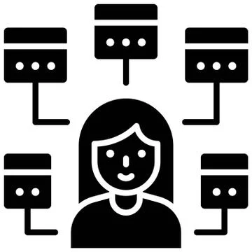 Multitasking icon, woman with five window task イラスト素材
