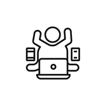 Multitasking logo sign vector outline Illustrazione stock
