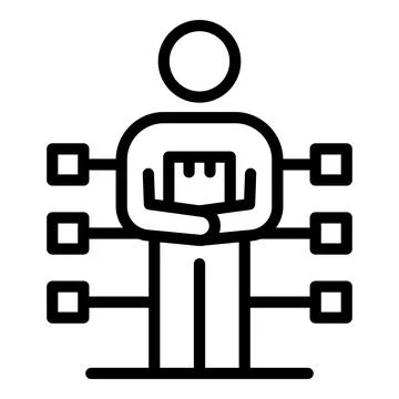 Multitasking man icon, outline style Stockillustratie