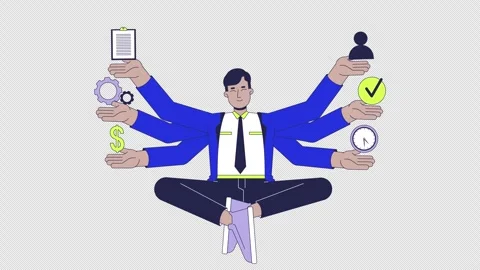 Multitasking in management line 2D animation Stock Footage 300457005