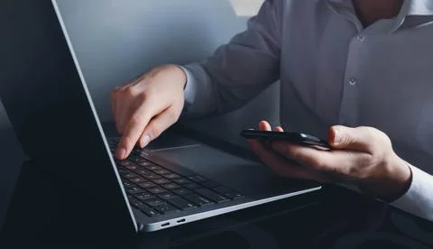 Multitasking with many devices closeup concept image Stock Photos