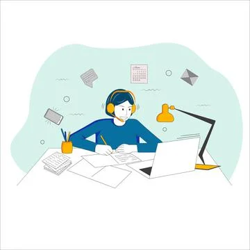 Multitasking multiple processes at the same time Stock Illustration
