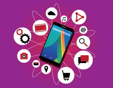 Multitasking phone cellphone ability running multiple apps multitasker Illustrazione stock
