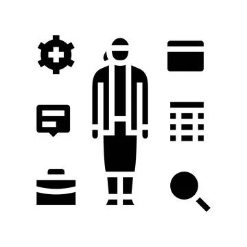 Multitasking skills office assistant glyph icon vector illustration 스톡 일러스트