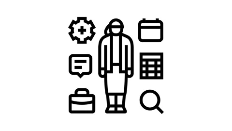 Multitasking skills office assistant line icon animation Stock Footage 326123374