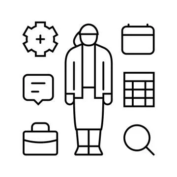 Multitasking skills office assistant line icon vector illustration Illustrazione stock