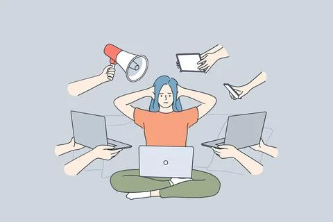 Multitasking, stress, business efficiency concept イラスト素材
