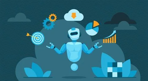 Multitasking support of chat bot, artificial services for customers with busy 스톡 일러스트