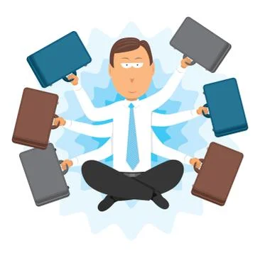 Multitasking zen businessman Stock Illustration