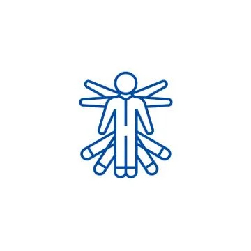 Multitasking,project management line icon concept. Multitasking,project Stock Illustration