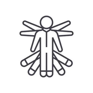 Multitasking,project management vector line icon, sign, illustration on white イラスト素材