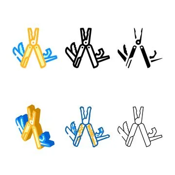 Multitool hiker tool color icon edition vector Stock Illustration