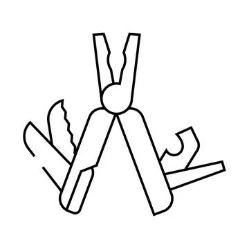 Multitool hiker tool line icon vector illustration Stock Illustration