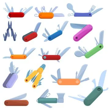 Multitool icons set, cartoon style Illustrazione stock