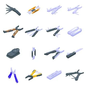 Multitool icons set, isometric style Illustrazione stock