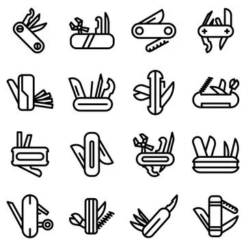 Multitool icons set, outline style Ilustración de archivo